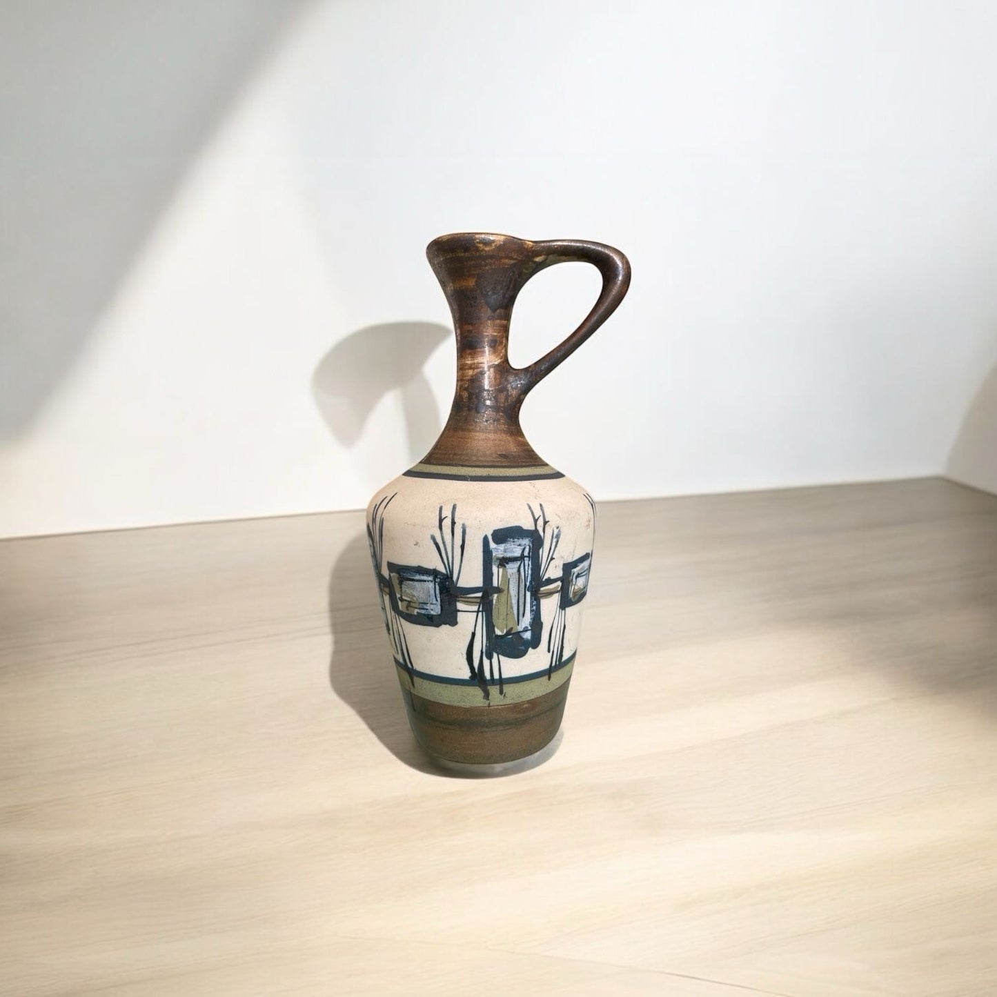 Handcrafted Rare Ceramic Art Vase with Abstract Design