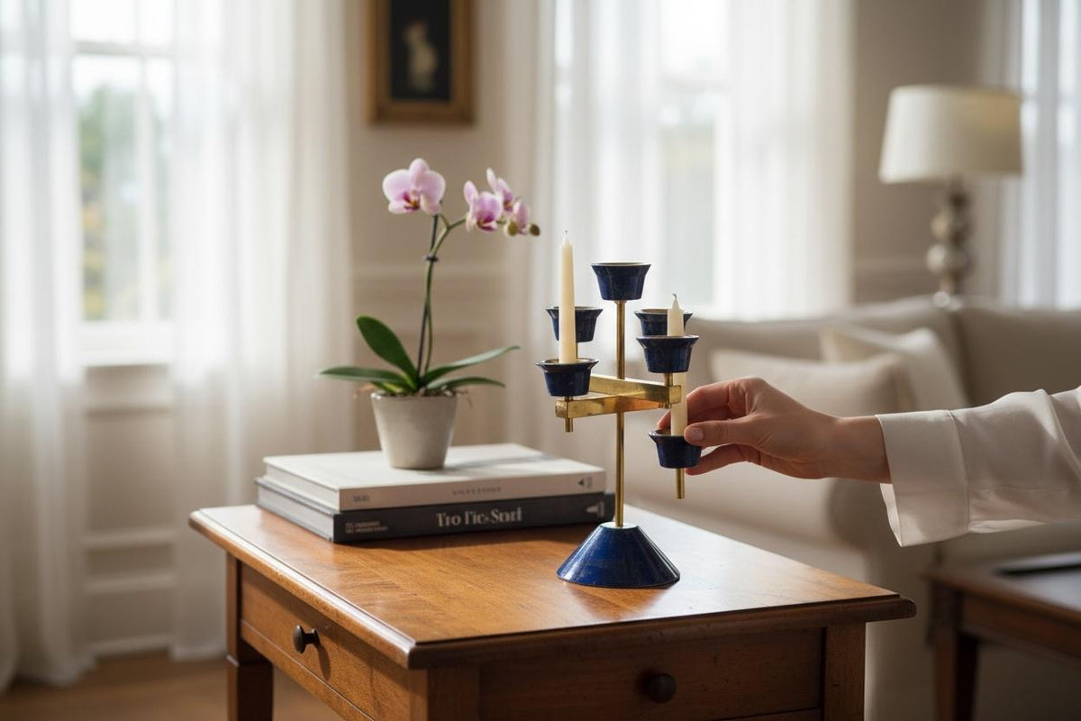 Vintage Lapis Candle Stand