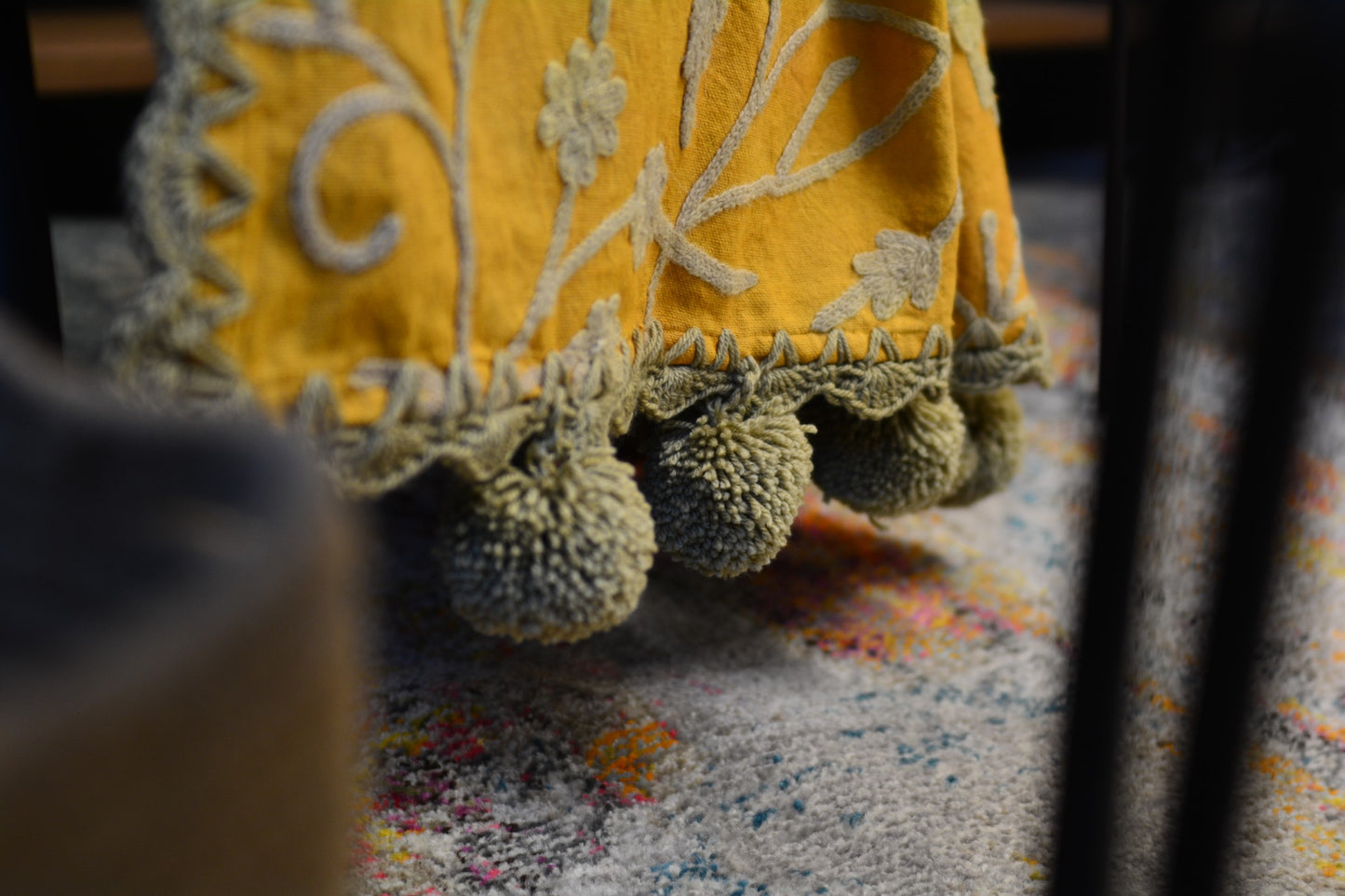 Golden Blooms Mustard Floral Throw