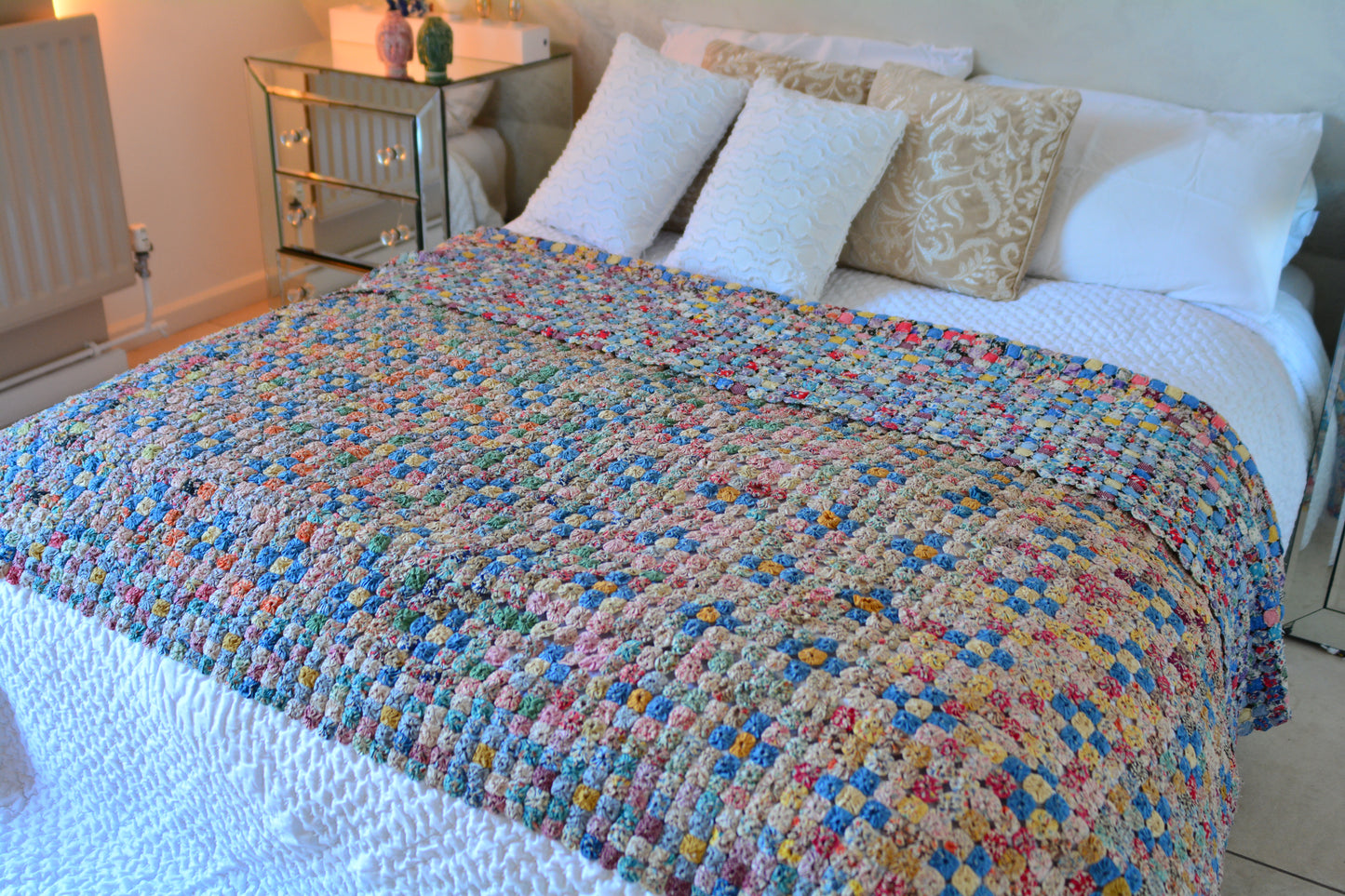 Postage Stamp Quilt Blanket Bed Throw