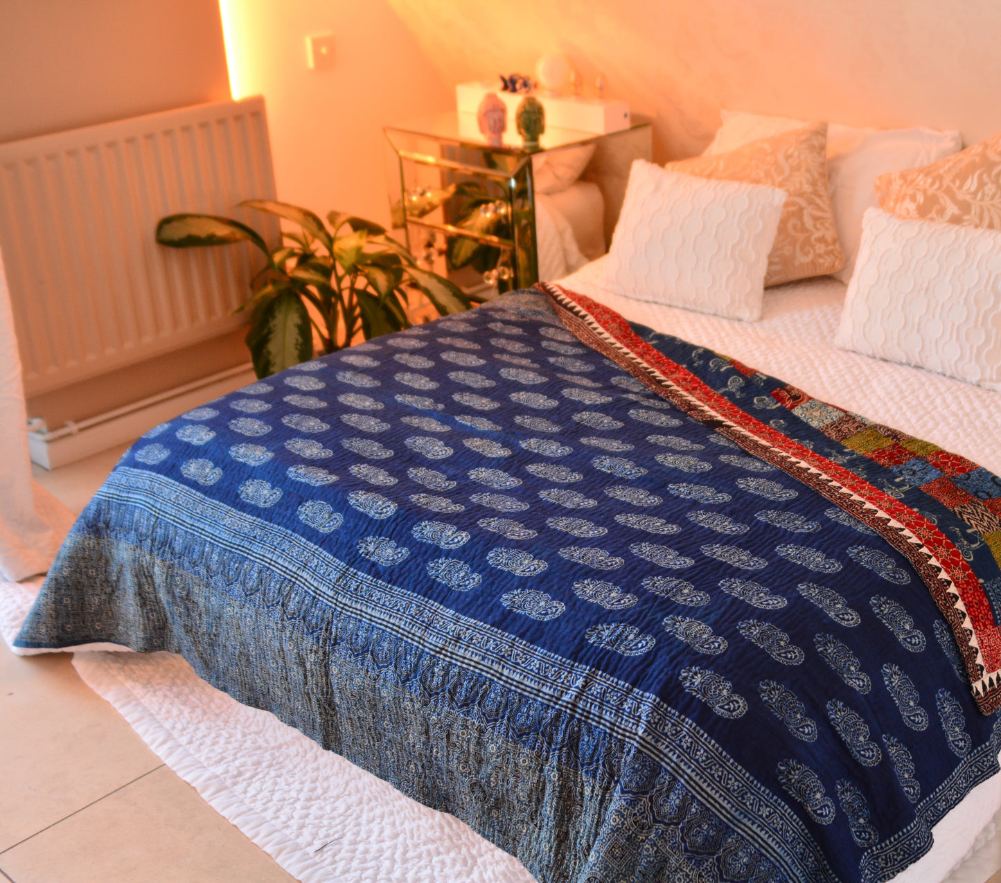 Nushki Ajrak Ralli Organic Sofa Throw and Bed Throw