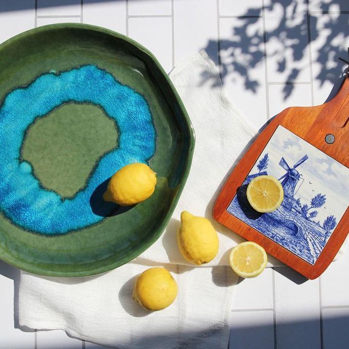 Green & Blue Ceramic Solid Platter