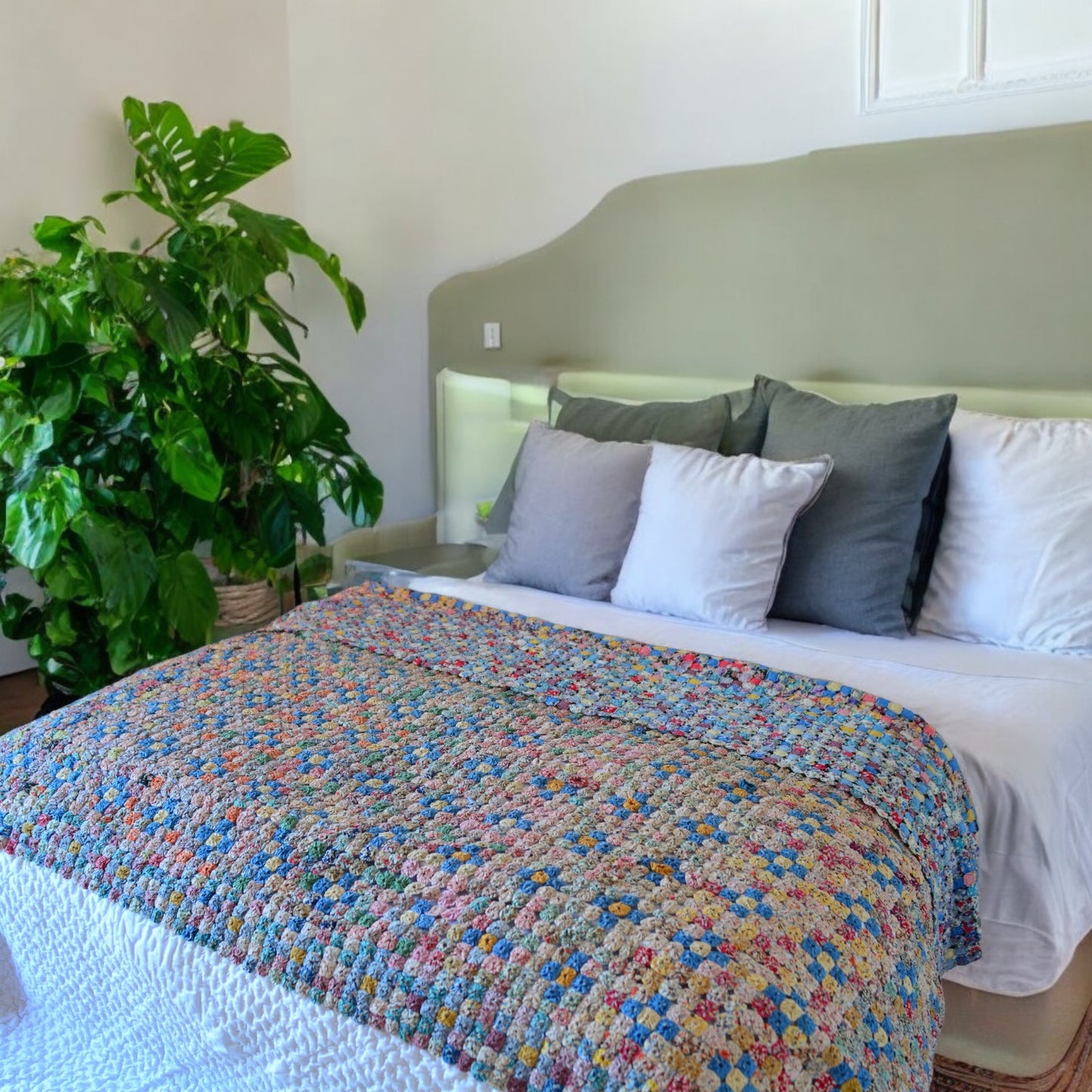 Postage Stamp Quilt Blanket Bed Throw