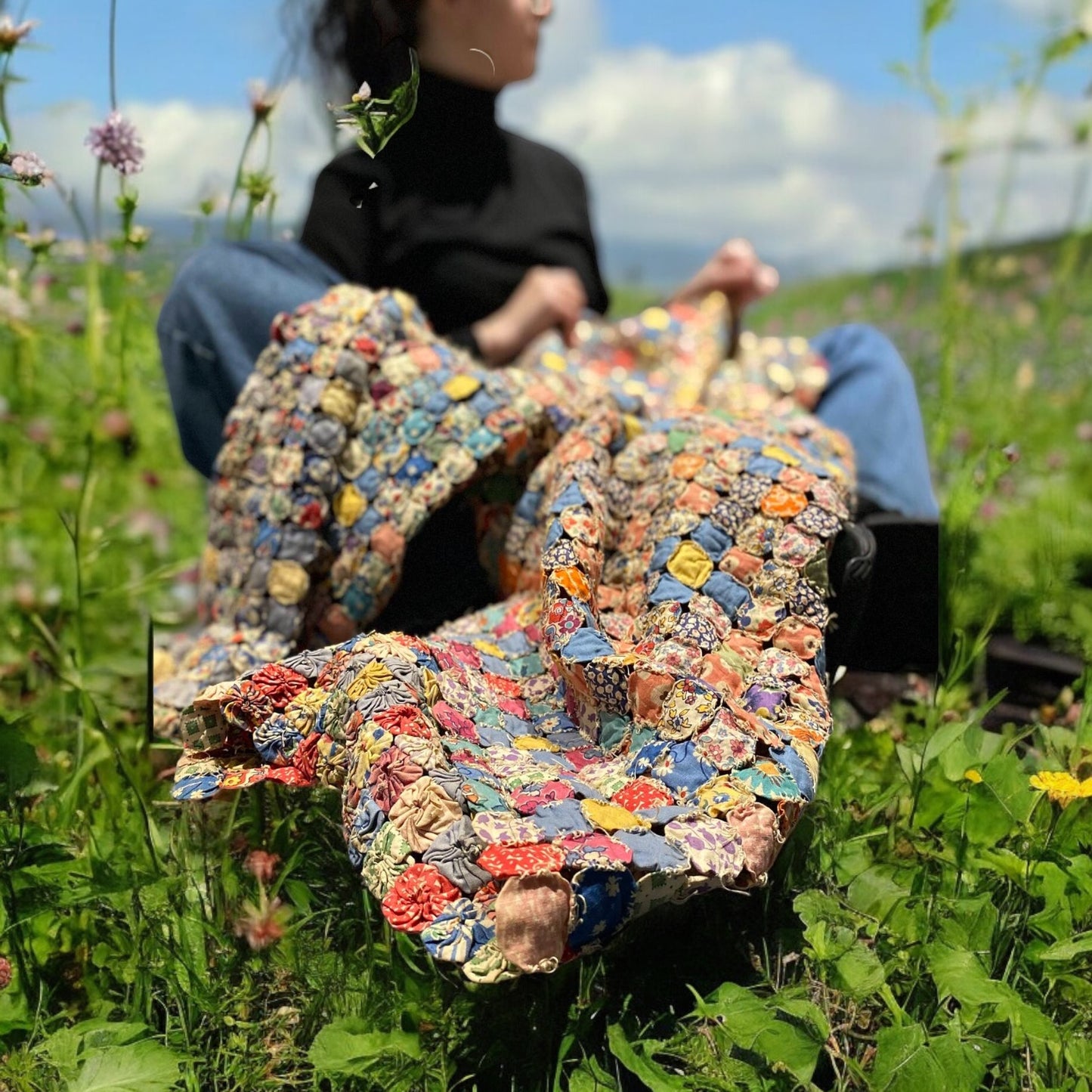 Postage Stamp Quilt Blanket Bed Throw