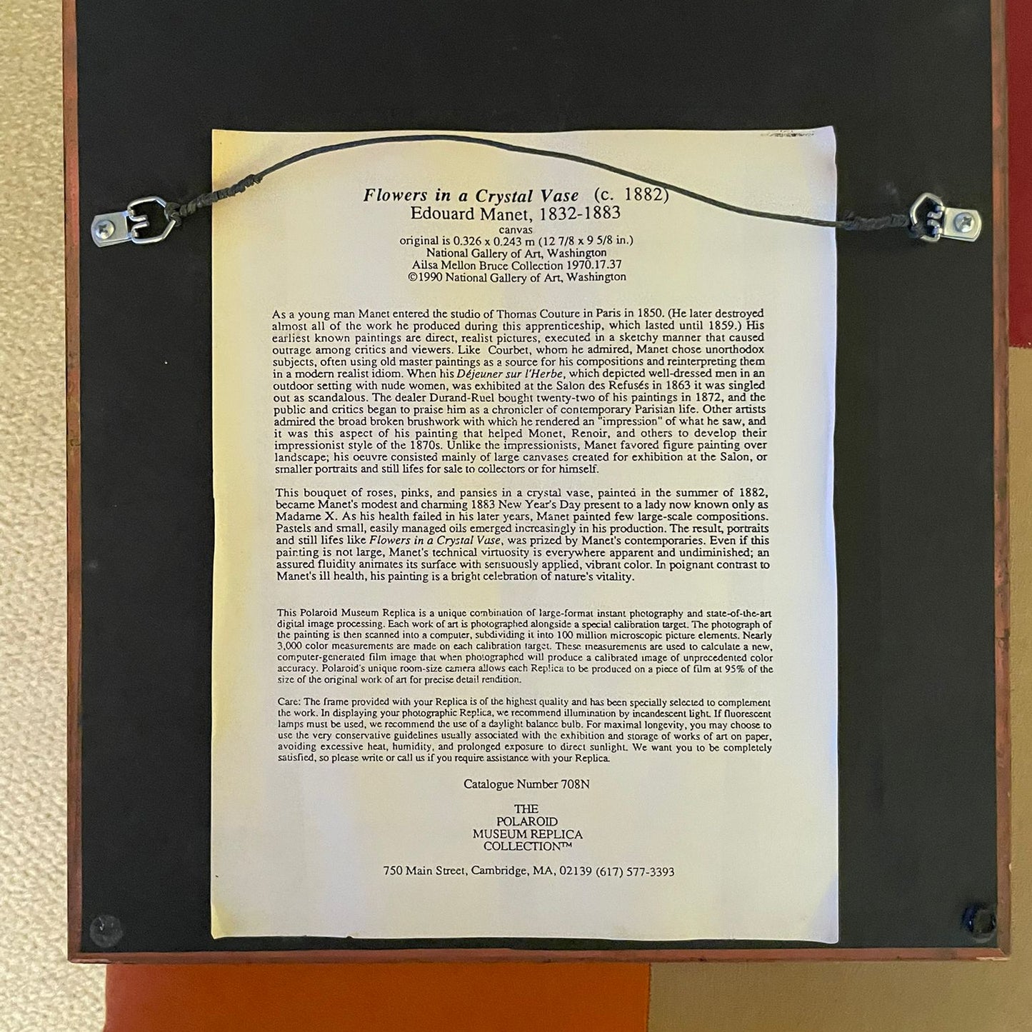 Flowers in a Crystal Vase by Edouard Manet Vintage Framed Polaroid Museum Replica