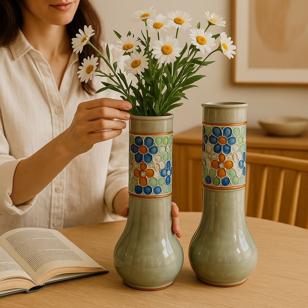 Royal Doulton Vintage Floral Mosaic Vase – Model 7735