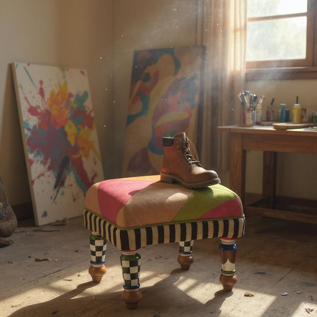 Painter’s Muse Handcrafted Patchwork Footstool