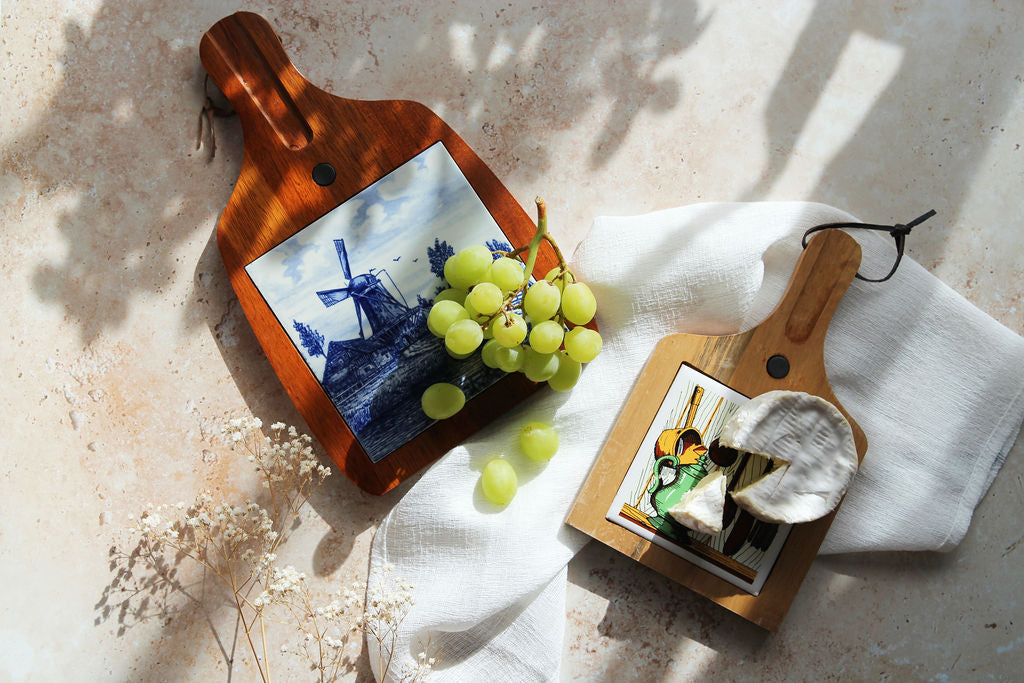 Vintage Dutch Windmill Tiled Cheese Board (Preloved)