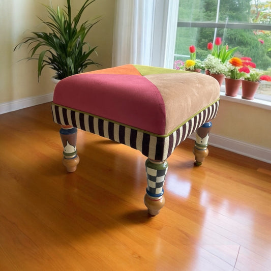 Painter’s Muse Handcrafted Patchwork Footstool