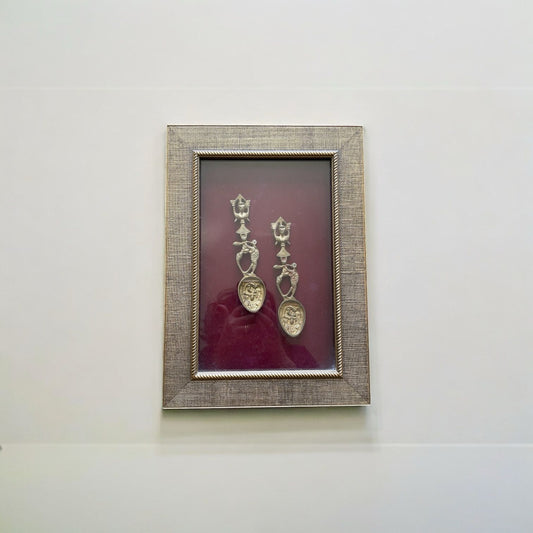 Antique Ornate Framed Metal Spoons – Decorative Collectible Set