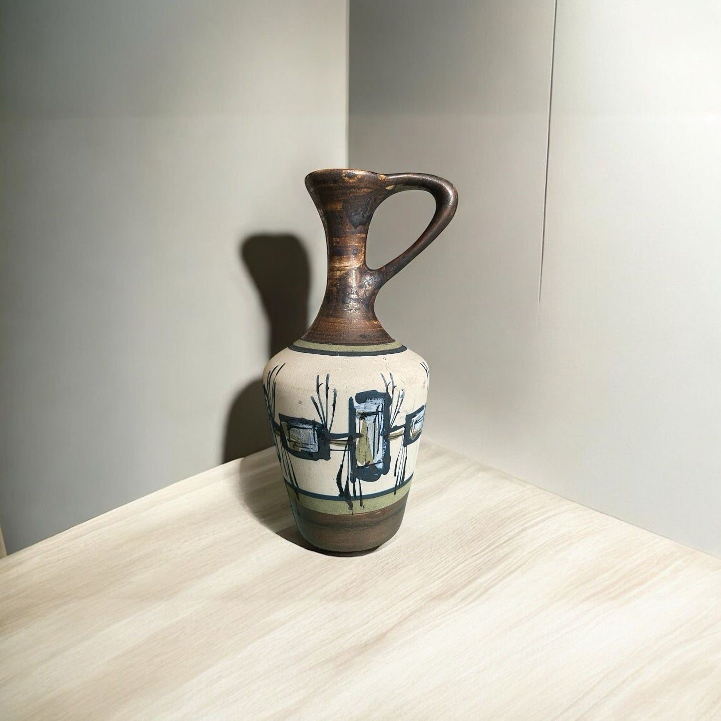 Handcrafted Rare Ceramic Art Vase with Abstract Design