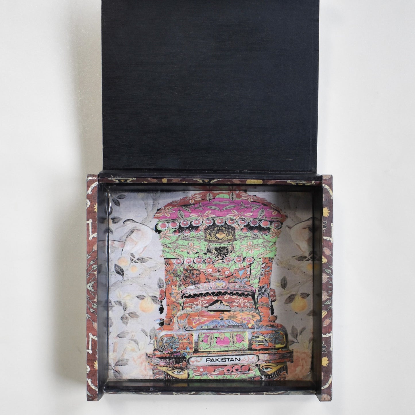 Square Maroon Decoupage Horse Box