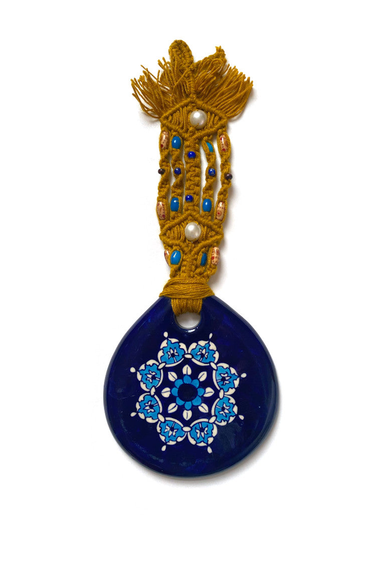Wall Hanging With Ceramic Blue Amulet