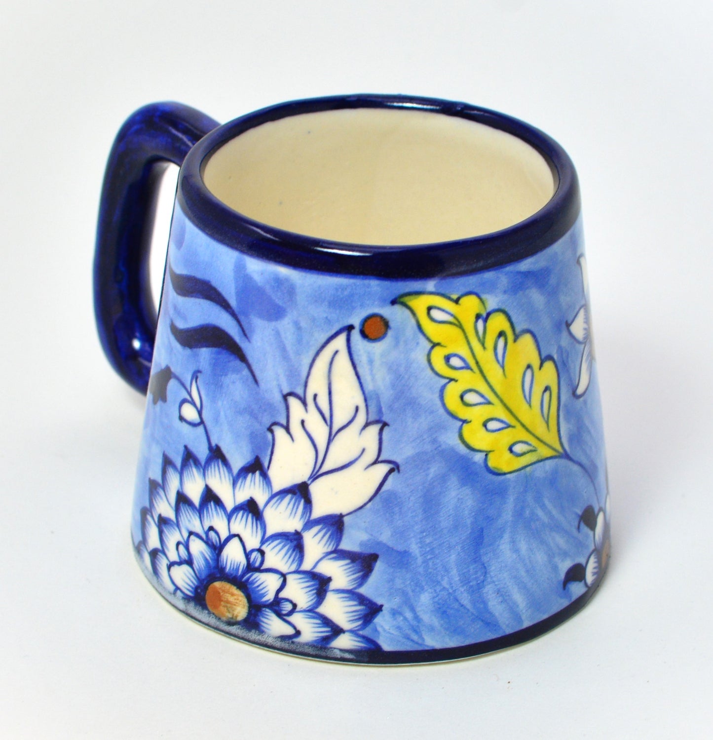 Blue Floral Handcrafted Mug