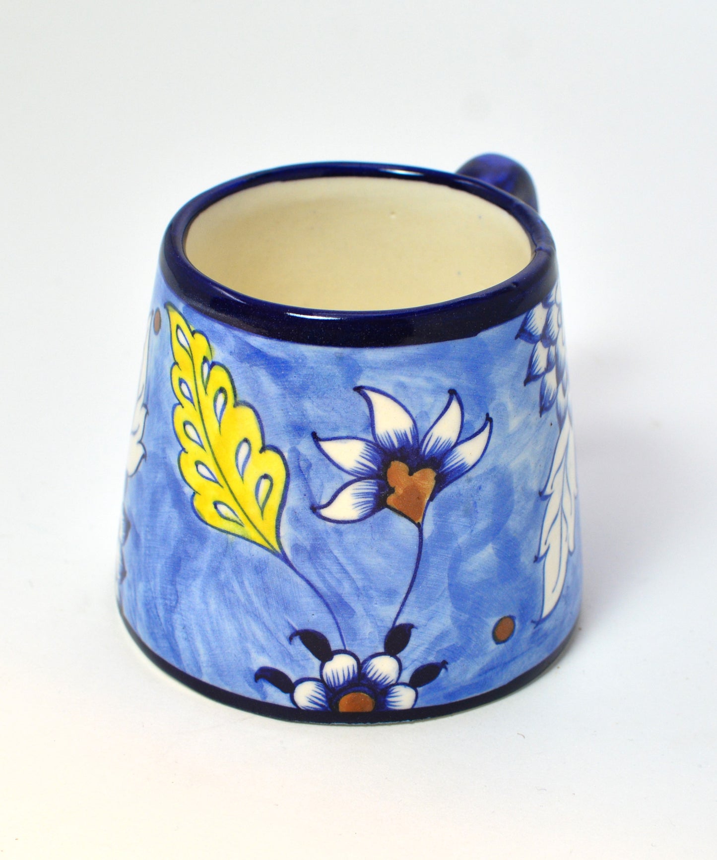 Blue Floral Handcrafted Mug