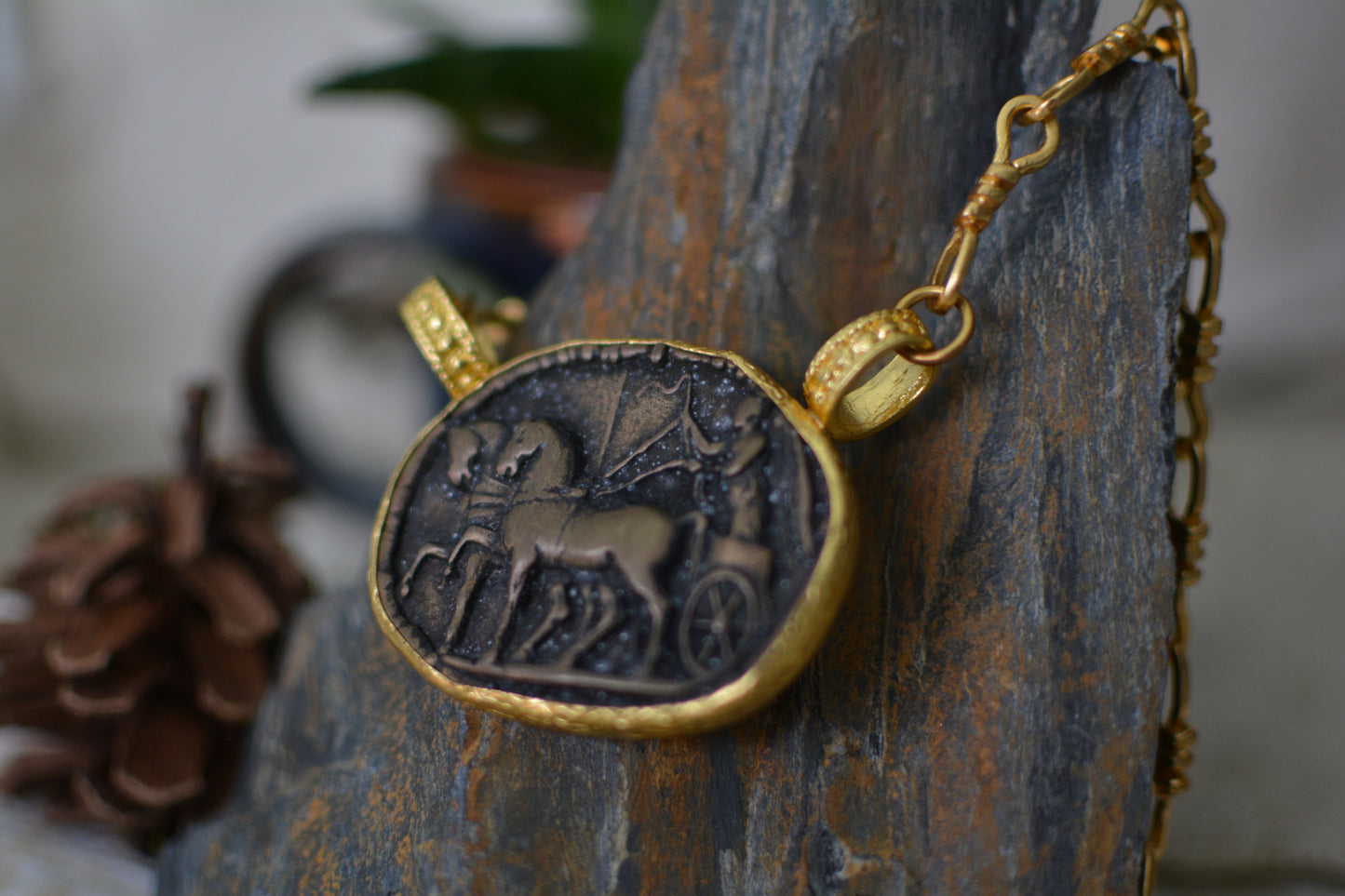 Handmade Bucephalus 18K Gold Plated Necklace