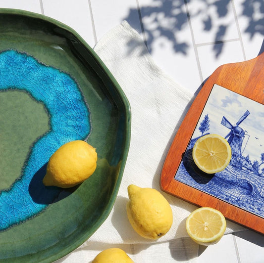 Green & Blue Ceramic Solid Platter