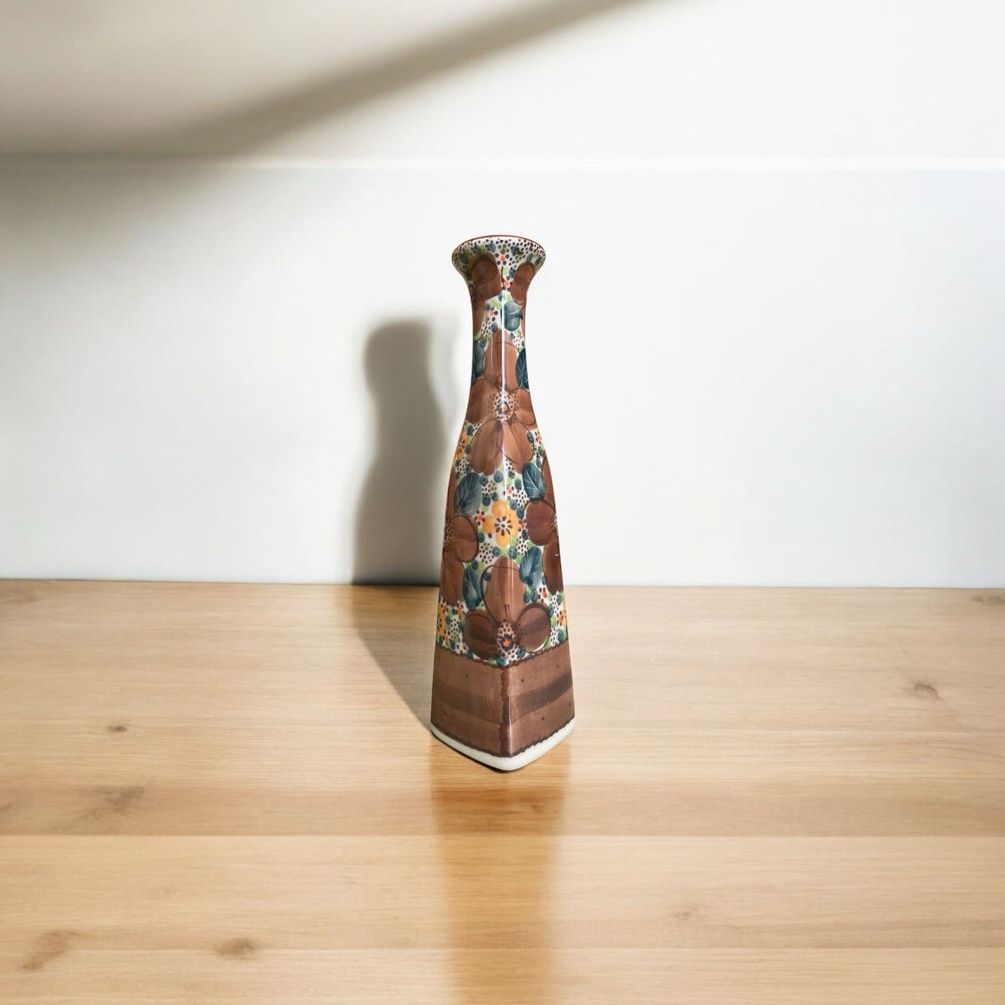 Vintage Rare Polish Pottery Boleslawiec Hand-Painted Floral Vase