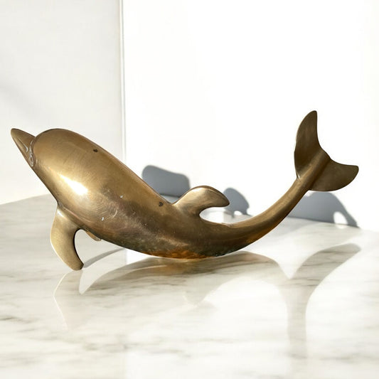 Vintage Brass Dolphin Sculpture