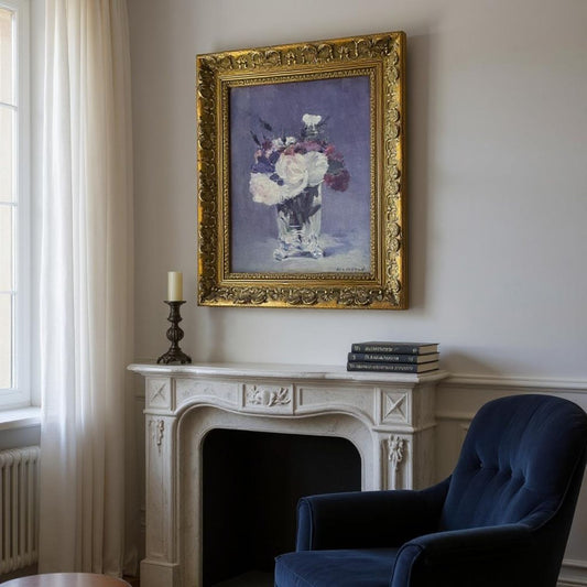 Flowers in a Crystal Vase by Edouard Manet  Vintage Framed Polaroid Museum Replica