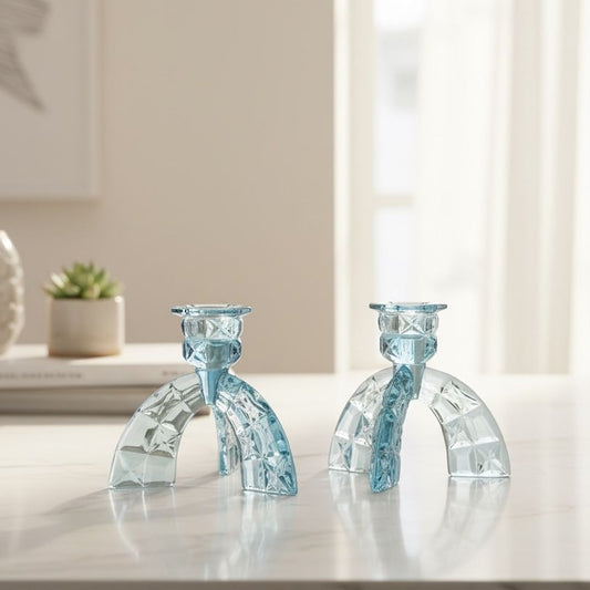 Crystal Arch Glass Candle Holders (Set of 2)