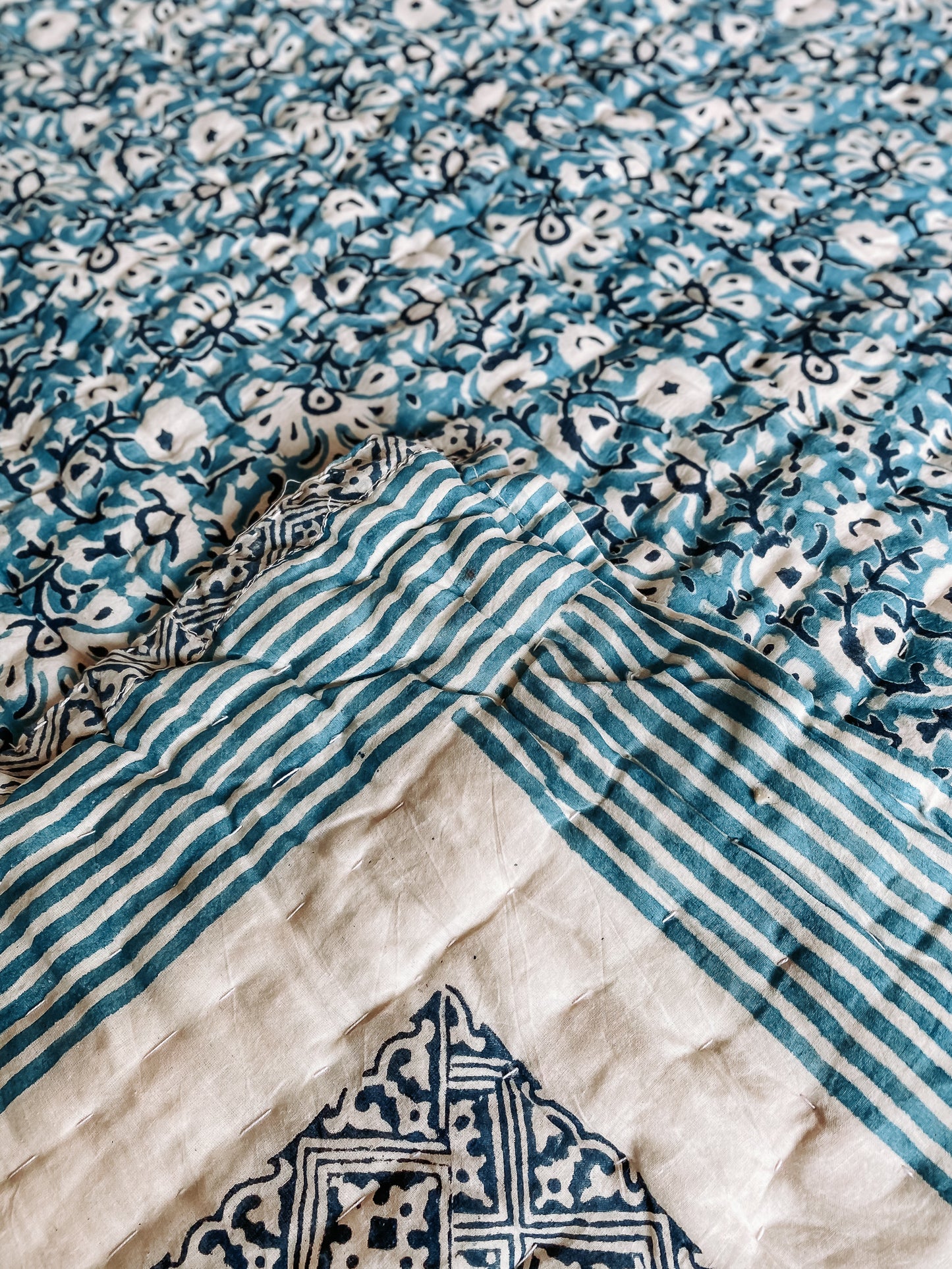 Chambell - Sky Blue Quilt Blanket Bed Throw