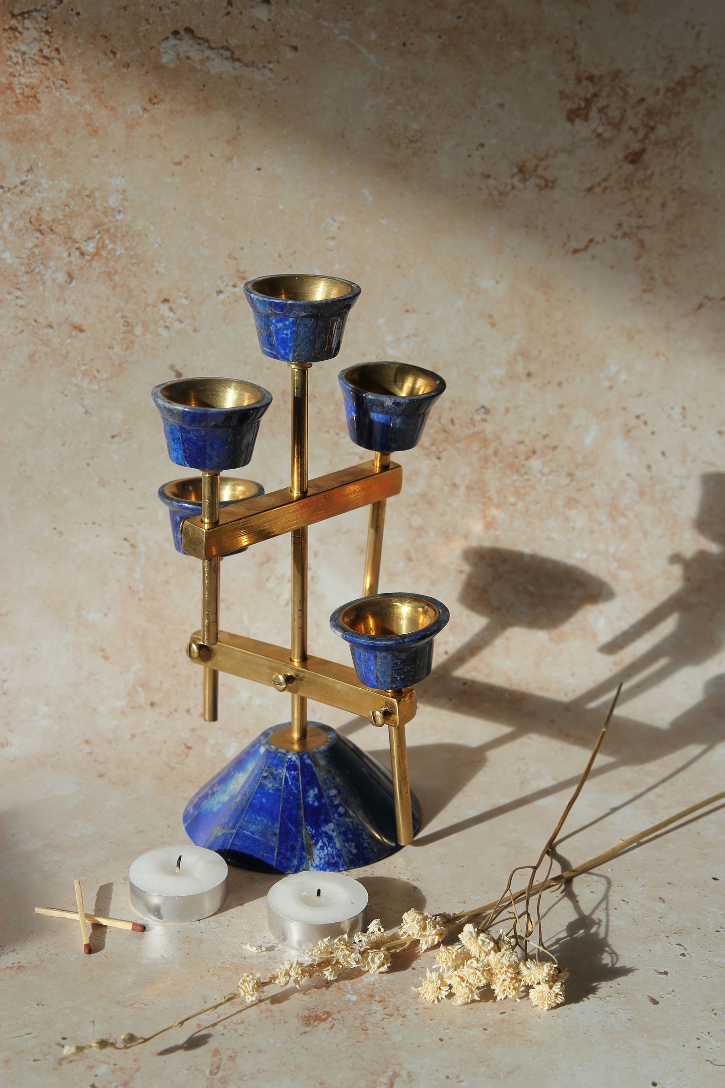 Vintage Lapis Candle Stand