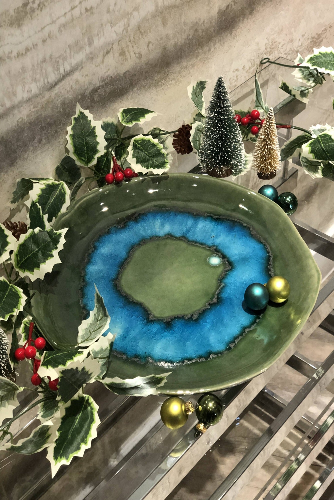 Green & Blue Ceramic Solid Platter