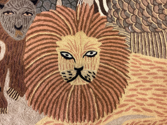 Vintage Aslan Crewel Embroidery Tapestry Wall Hanging