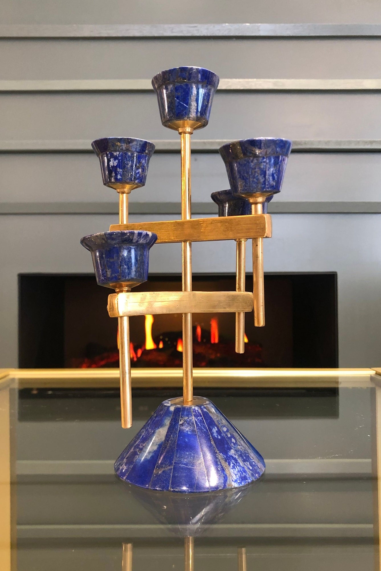 Vintage Lapis Candle Stand